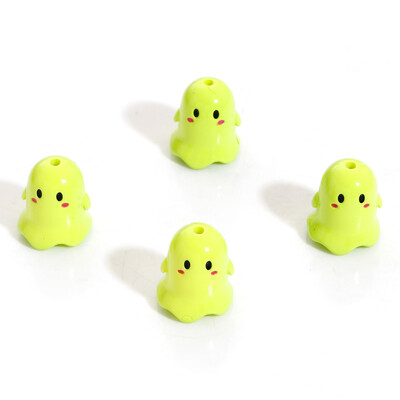 5 buc. margele de Halloween acrilice multicolore pictate cu fantome de Halloween pentru realizarea de bijuterii cu farmec 17 mm x 15 mm, gaura: 1,8 mm