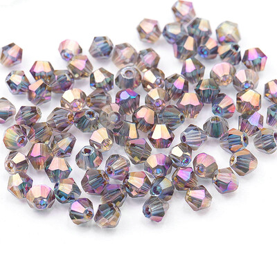 4mm blizgaus metalo spalvos bikoniniai karoliukai 5238 stiklas Karoliukai pusiau padengti spalvos Karoliukai krištoliniai papuošalų karoliukai papuošalų gamybai 120vnt/vnt.