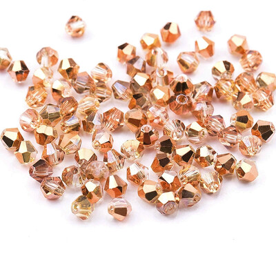 4mm γυαλιστερές μεταλλικές χάντρες δίκωνες χάντρες 5238 γυαλί Χάντρες ημιεπιμεταλλωμένες χάντρες χάντρες κρυστάλλινα κοσμήματα για Κατασκευή κοσμημάτων 120τμχ/παρτίδα