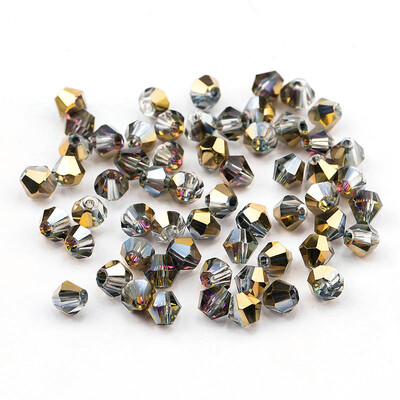 4mm γυαλιστερές μεταλλικές χάντρες δίκωνες χάντρες 5238 γυαλί Χάντρες ημιεπιμεταλλωμένες χάντρες χάντρες κρυστάλλινα κοσμήματα για Κατασκευή κοσμημάτων 120τμχ/παρτίδα