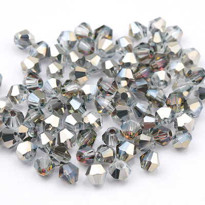 4mm γυαλιστερές μεταλλικές χάντρες δίκωνες χάντρες 5238 γυαλί Χάντρες ημιεπιμεταλλωμένες χάντρες χάντρες κρυστάλλινα κοσμήματα για Κατασκευή κοσμημάτων 120τμχ/παρτίδα
