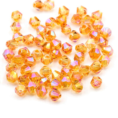 4mm γυαλιστερές μεταλλικές χάντρες δίκωνες χάντρες 5238 γυαλί Χάντρες ημιεπιμεταλλωμένες χάντρες χάντρες κρυστάλλινα κοσμήματα για Κατασκευή κοσμημάτων 120τμχ/παρτίδα