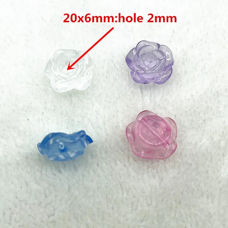 15 bucăți 20 mm flori de trandafir de culoare acrilic mărgele distanțare libere pentru realizarea de bijuterii accesorii pentru brățari lucrate manual
