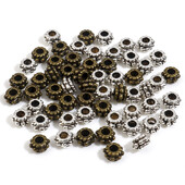 Rankų darbo tarpinės karoliukai būgnai Daugiaspalviai taškiniai palaidi karoliukai „pasidaryk pats“ gaminimas karoliai apyrankės metaliniai karoliukai papuošalai apie 5 mm x 3 mm, 300 vnt.