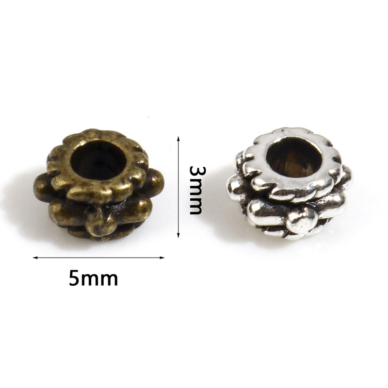 Rankų darbo tarpinės karoliukai būgnai Daugiaspalviai taškiniai palaidi karoliukai „pasidaryk pats“ gaminimas karoliai apyrankės metaliniai karoliukai papuošalai apie 5 mm x 3 mm, 300 vnt.