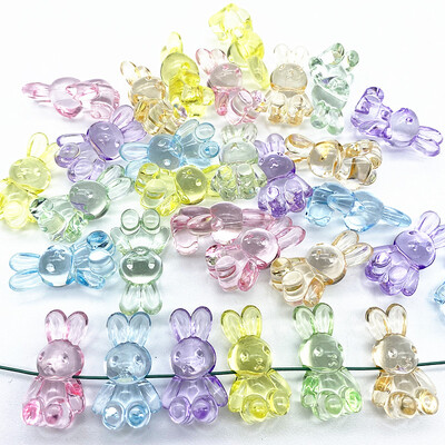 Új 10 akril átlátszó medve szivárvány nyúl barkács gyöngyös gyűrűs karkötő házi készítésű ajándékok