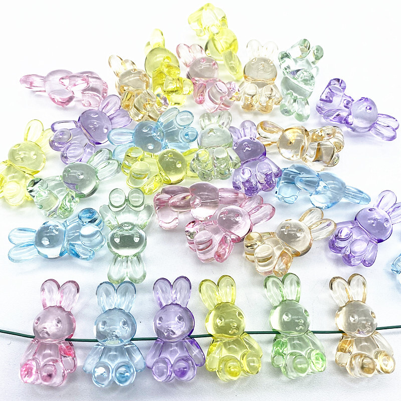 Új 10 akril átlátszó medve szivárvány nyúl barkács gyöngyös gyűrűs karkötő házi készítésű ajándékok