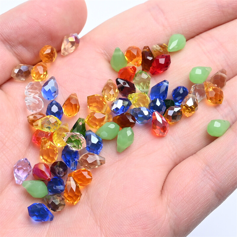 Mărgele de sticlă cu lacrimă de cristal austriac 50 buc Briolette Pandantiv cu picătură de apă Mărgele libere pentru realizarea de bijuterii, brățări DIY