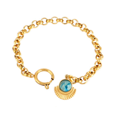 Vintage náramok z nehrdzavejúcej ocele pre ženy, tyrkysový prívesok, farebný náramok z prírodného kameňa, retiazkový náramok, šperky