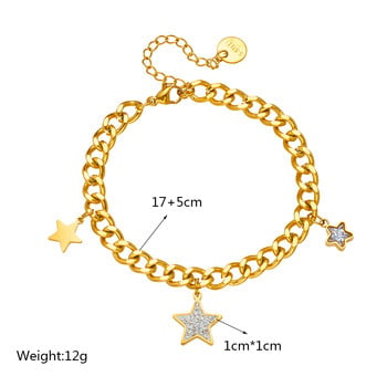 DIEYURO 316L από ανοξείδωτο ατσάλι Heart Star Eye Zircon Charm βραχιόλι για γυναίκες Νέα τάση για κορίτσια Δώρα γενεθλίων για κοσμήματα καρπού