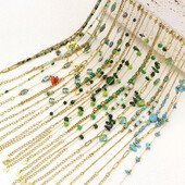 Natūralaus akmens perlų karoliukų styginių rankų darbo pakabukas apyrankė moterims, nerūdijančio plieno paauksuota grandininė apyrankė, moteriška papuošalai