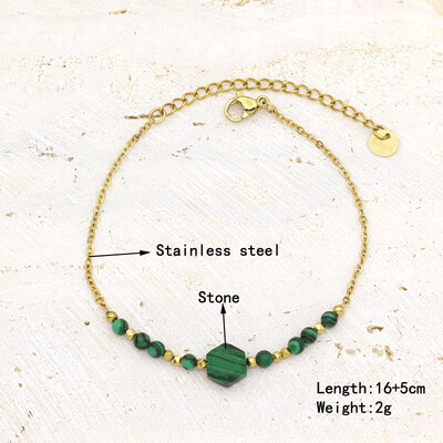 Natūralaus akmens perlų karoliukų styginių rankų darbo pakabukas apyrankė moterims, nerūdijančio plieno paauksuota grandininė apyrankė, moteriška papuošalai