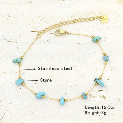 Natūralaus akmens perlų karoliukų styginių rankų darbo pakabukas apyrankė moterims, nerūdijančio plieno paauksuota grandininė apyrankė, moteriška papuošalai