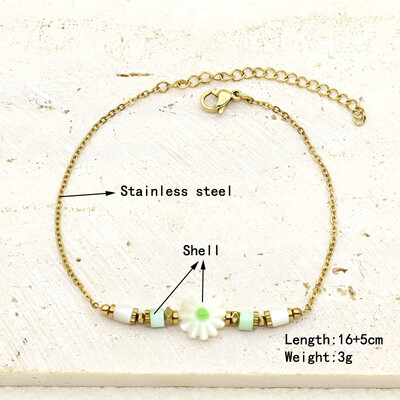 Natūralaus akmens perlų karoliukų styginių rankų darbo pakabukas apyrankė moterims, nerūdijančio plieno paauksuota grandininė apyrankė, moteriška papuošalai