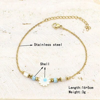 Natūralaus akmens perlų karoliukų styginių rankų darbo pakabukas apyrankė moterims, nerūdijančio plieno paauksuota grandininė apyrankė, moteriška papuošalai