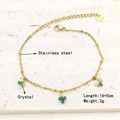 Natūralaus akmens perlų karoliukų styginių rankų darbo pakabukas apyrankė moterims, nerūdijančio plieno paauksuota grandininė apyrankė, moteriška papuošalai