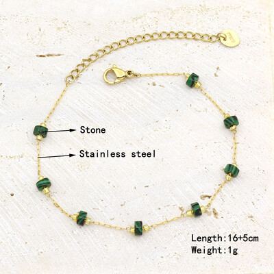 Natūralaus akmens perlų karoliukų styginių rankų darbo pakabukas apyrankė moterims, nerūdijančio plieno paauksuota grandininė apyrankė, moteriška papuošalai