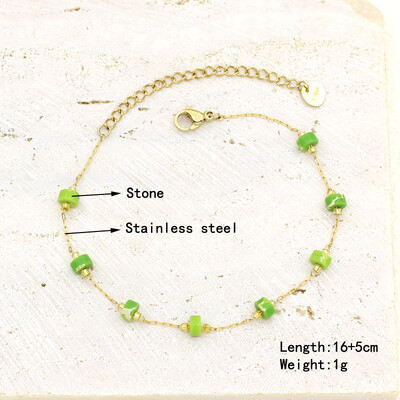 Natūralaus akmens perlų karoliukų styginių rankų darbo pakabukas apyrankė moterims, nerūdijančio plieno paauksuota grandininė apyrankė, moteriška papuošalai