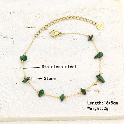 Natūralaus akmens perlų karoliukų styginių rankų darbo pakabukas apyrankė moterims, nerūdijančio plieno paauksuota grandininė apyrankė, moteriška papuošalai