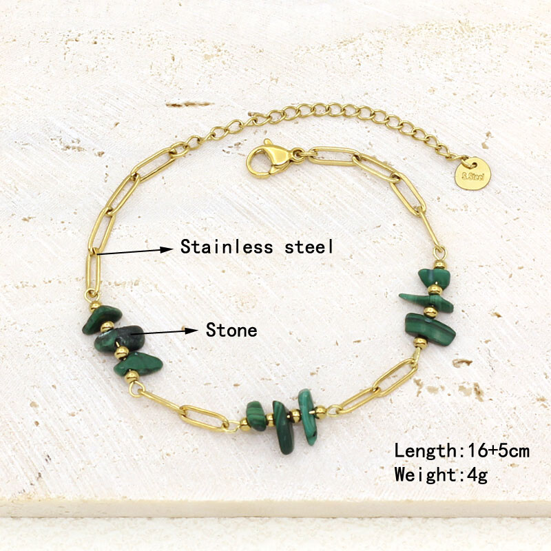 Natūralaus akmens perlų karoliukų styginių rankų darbo pakabukas apyrankė moterims, nerūdijančio plieno paauksuota grandininė apyrankė, moteriška papuošalai