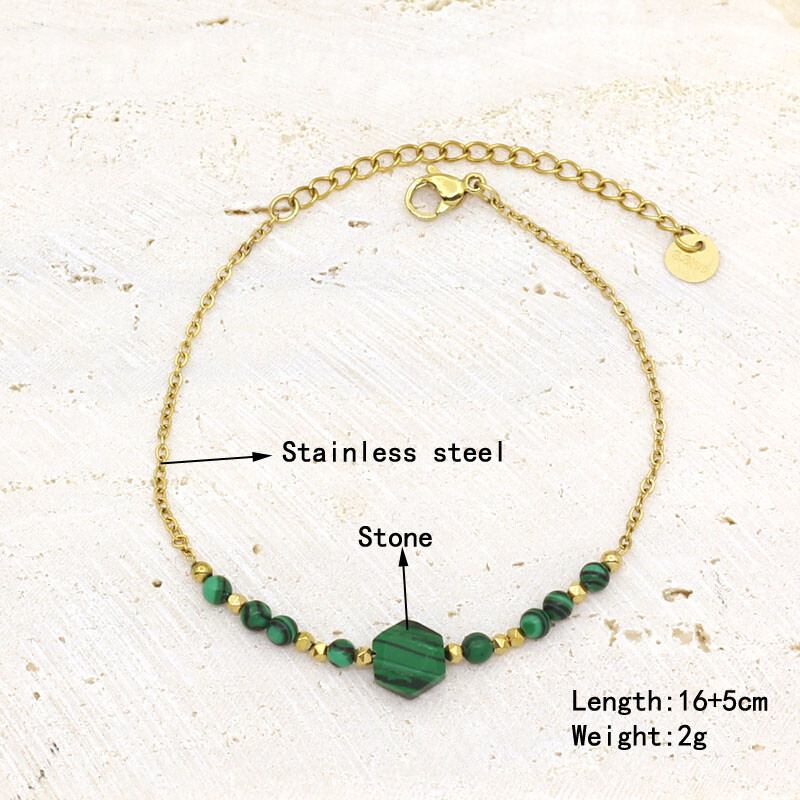 Natūralaus akmens perlų karoliukų styginių rankų darbo pakabukas apyrankė moterims, nerūdijančio plieno paauksuota grandininė apyrankė, moteriška papuošalai