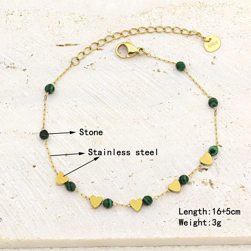 Natūralaus akmens perlų karoliukų styginių rankų darbo pakabukas apyrankė moterims, nerūdijančio plieno paauksuota grandininė apyrankė, moteriška papuošalai