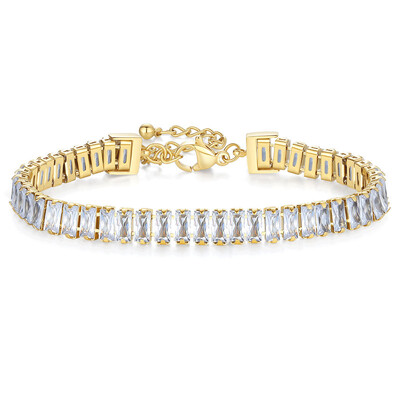 ZORCVENS 6mm arany ezüst színű rozsdamentes acél női ékszer fehér fekete cirkónia kristály tenisz karkötő női lányoknak