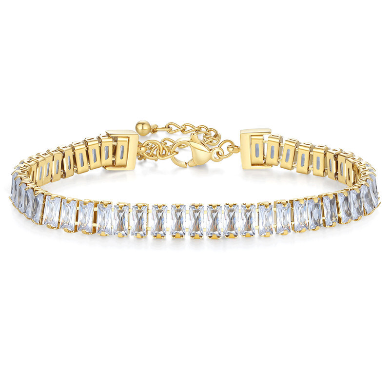 ZORCVENS 6mm arany ezüst színű rozsdamentes acél női ékszer fehér fekete cirkónia kristály tenisz karkötő női lányoknak