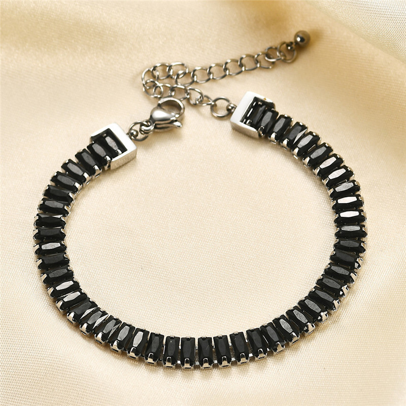 ZORCVENS 6mm arany ezüst színű rozsdamentes acél női ékszer fehér fekete cirkónia kristály tenisz karkötő női lányoknak