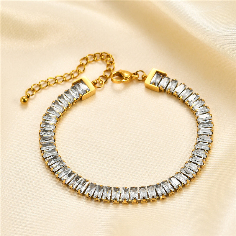 ZORCVENS 6mm arany ezüst színű rozsdamentes acél női ékszer fehér fekete cirkónia kristály tenisz karkötő női lányoknak