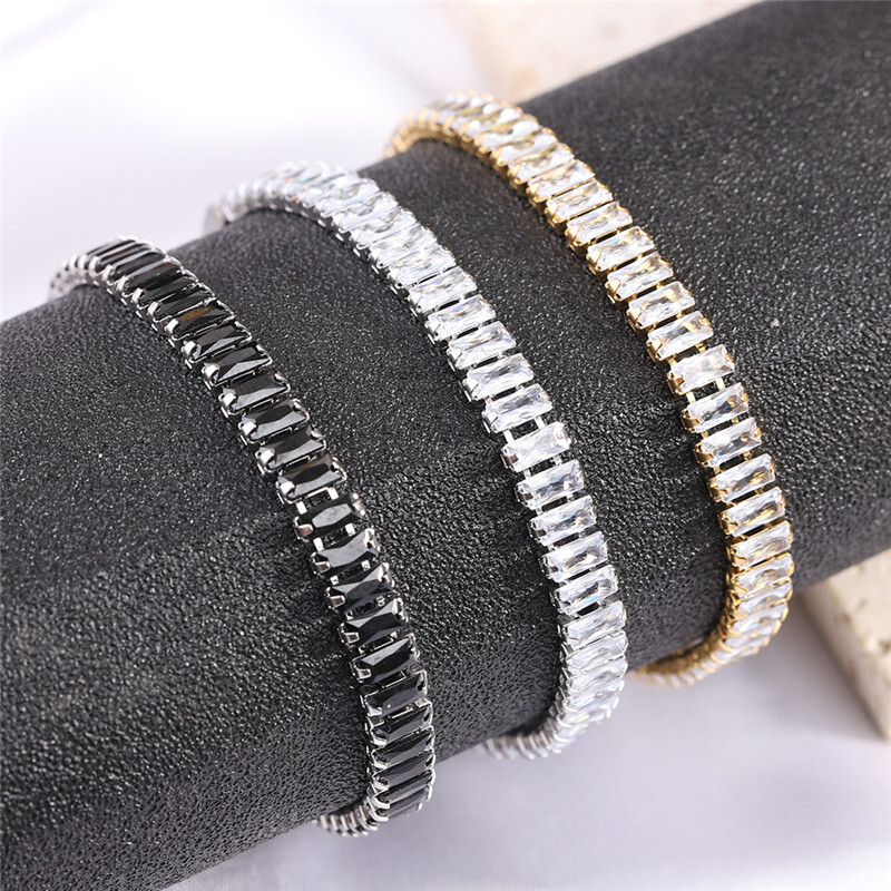 ZORCVENS 6mm arany ezüst színű rozsdamentes acél női ékszer fehér fekete cirkónia kristály tenisz karkötő női lányoknak