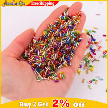 5g 2*4mm 2*6mm Silver Line Tube Bugles H Glass Beads Loose Spacer Seed Beads for Needework Jewelry Making Handmade DIY ράψιμο