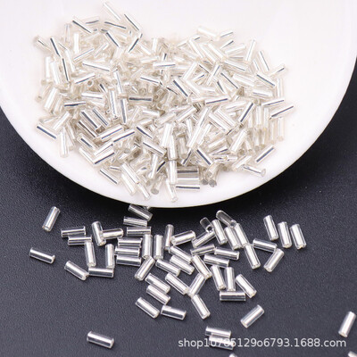 5g 2*4mm 2*6mm ezüst vonalú csőhüvelyek H üveggyöngyök laza távtartó maggyöngyök kézimunka ékszerkészítéshez, kézzel készített barkácsvarrás