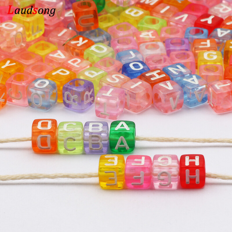 Mărgele acrilice cu litere mixte Mărgele pătrate alfabetizate libere pentru realizarea de bijuterii DIY accesorii pentru colier brățară lucrată manual 6*6mm