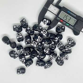 20 τμχ/τσάντα Halloween Skull Beads Ακρυλικό Υλικό 4,8mm Μεγάλη Τρύπα Μαύρο Λευκό για Βραχιόλι Κολιέ