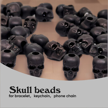 20 τμχ/τσάντα Halloween Skull Beads Ακρυλικό Υλικό 4,8mm Μεγάλη Τρύπα Μαύρο Λευκό για Βραχιόλι Κολιέ