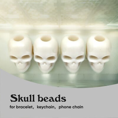 20 ks/balenie halloweenskych korálok s lebkou, akrylový materiál 4,8 mm, veľký otvor, čiernobiele, na náramok a náhrdelník