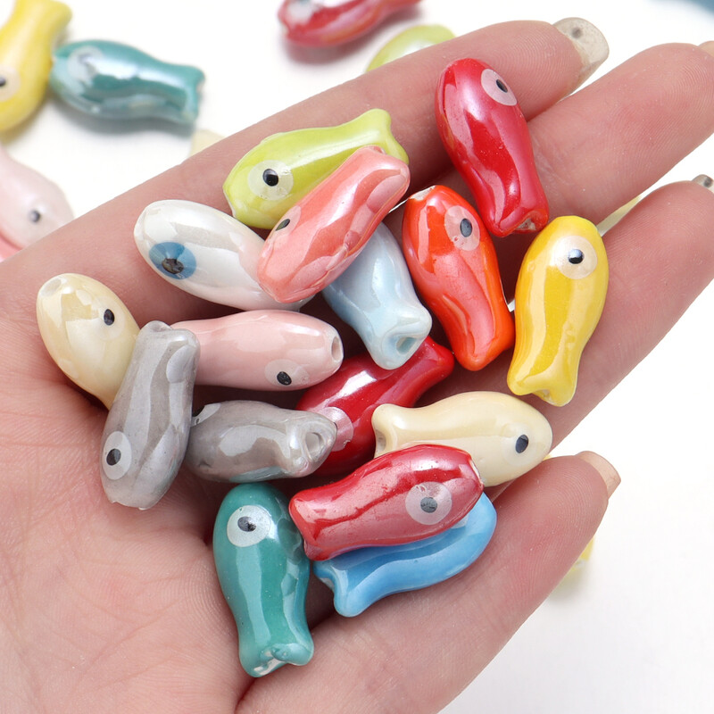 10 buc/lot margele drăguțe în formă de pește Mărgele colorate din ceramică margele libere pentru realizarea de bijuterii, bricolaj, colier, brățări, accesorii cadou
