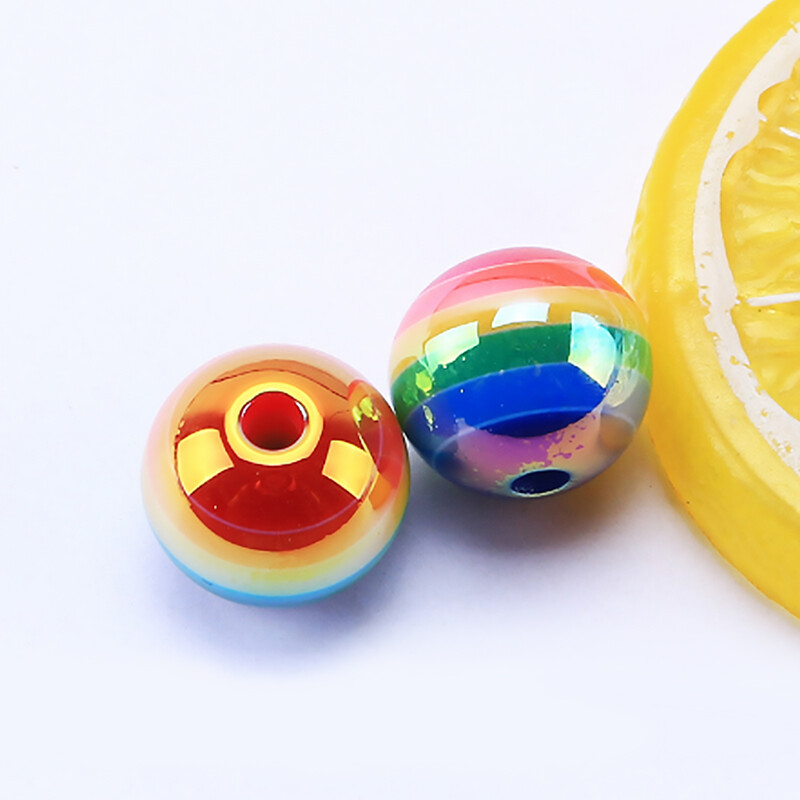 16mm 8ks pruhované dúhové korálky okrúhle akrylové korálky pre DIY náramok náhrdelník kľúčenka pero korálkové šperky potreby na výrobu