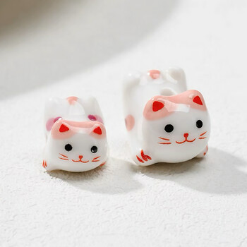 15x21 mm Вертикален отвор Lucky Cat Животно Аниме Керамични мъниста за изработка на бижута Направи си сам Гривни Обеци Колие Порцеланово мънисто