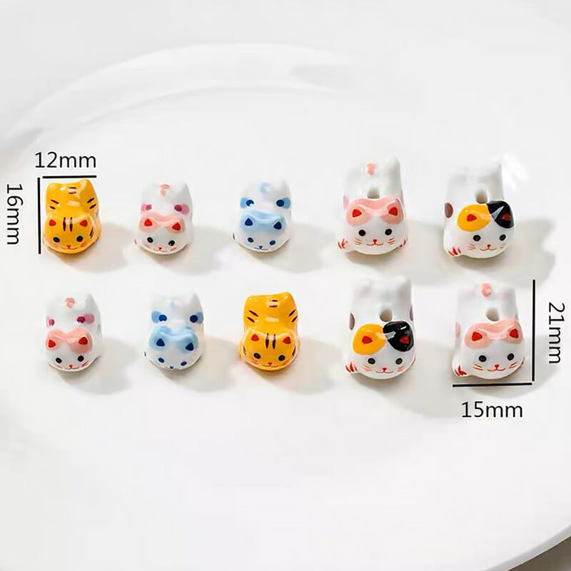 15x21mm vertikálny otvor Lucky Cat Anime Anime keramické korálky na výrobu šperkov DIY náramky náušnice náhrdelník porcelánové korálky