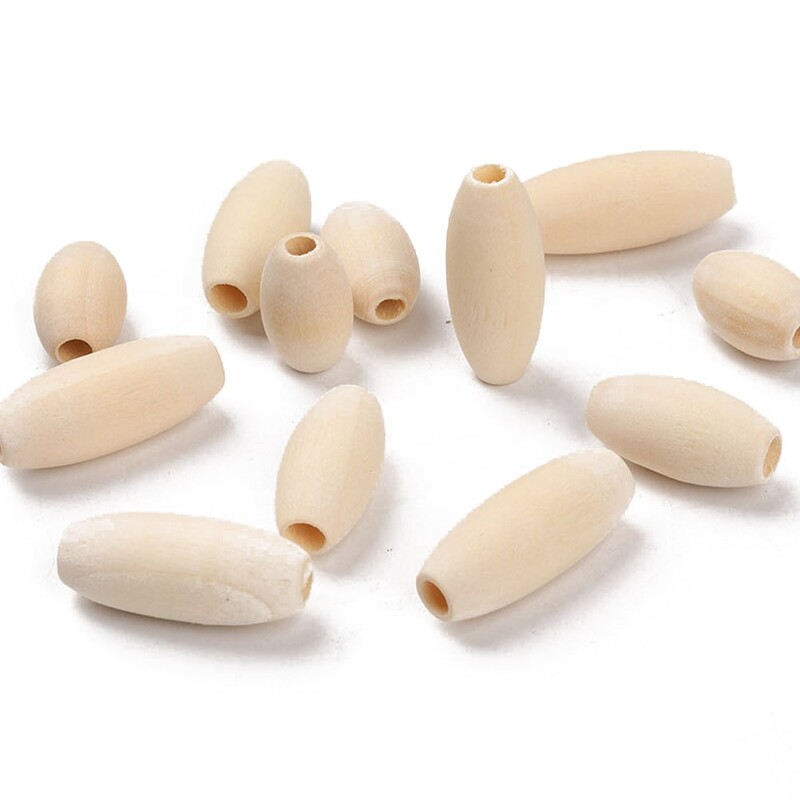 50 bucăți 15/20/25mm margele distanțare din lemn natural ovale, libere, pentru bricolaj, brățări lucrate manual, colier, accesorii pentru fabricarea de bijuterii.