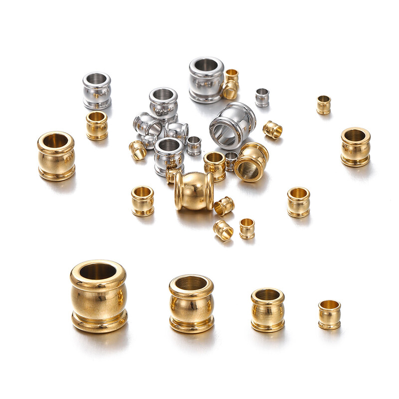 10 bucăți 4-10 mm din oțel inoxidabil de culoare aurie cu gaură mare mărgele de mărgele mărgele vrac pentru bijuterii DIY margele artizanat brățară colier accesorii