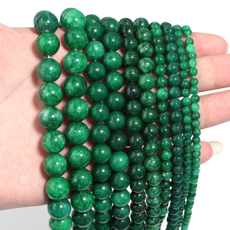 Mărgele din piatră de jad verde naturală, piatră prețioasă rotundă, mărgele libere pentru realizarea de bijuterii, bricolaj, colier, material lucrat manual 4/6/8/10/12m