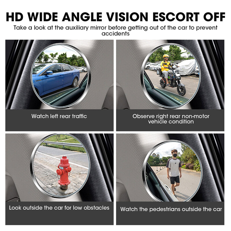 Okvir retrovizora automobila 360 ​​mali okrugli retrovizor za podešavanje mrtvog kuta automobila Ogledalo za vožnju unatrag točka širokokutno ogledalo reflektor