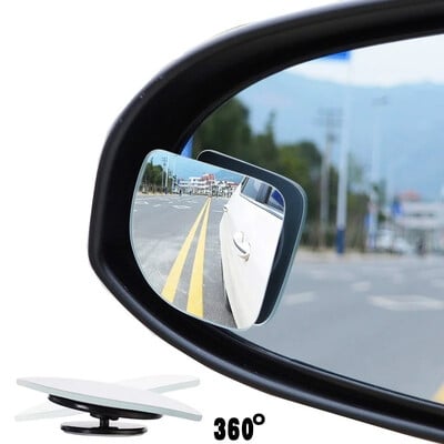 2 ks/sada nastaviteľného HD skleneného konvexného zrkadla pre auto a motocykel do mŕtveho uhla pre parkovacie spätné zrkadlo