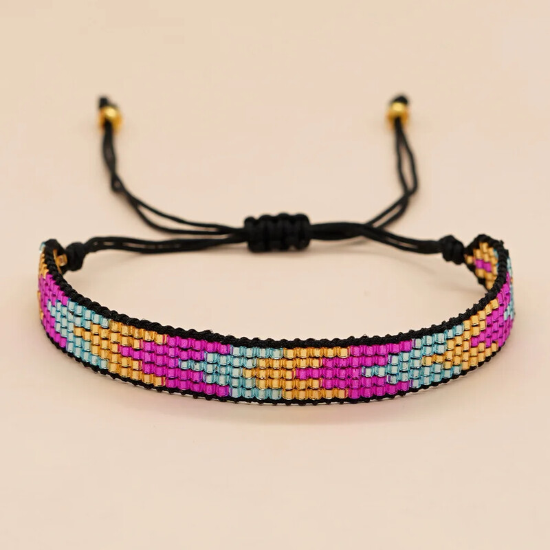 Korálkový náramok, trend, nastaviteľný, jednoduchý kríž, módny, bohémsky, ručne tkaný unisex náramok s ryžovou guľôčkou