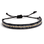 Ručne vyrobený náramok z trojitého riadku so sklenenými korálkami Boho Miyuki, ružová, čierna, modrá, so zipsom, darček
