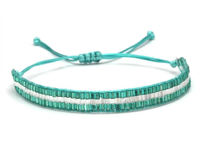 Ručne vyrobený náramok z trojitého riadku so sklenenými korálkami Boho Miyuki, ružová, čierna, modrá, so zipsom, darček
