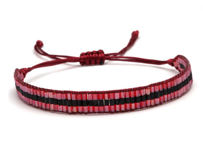 Ručne vyrobený náramok z trojitého riadku so sklenenými korálkami Boho Miyuki, ružová, čierna, modrá, so zipsom, darček